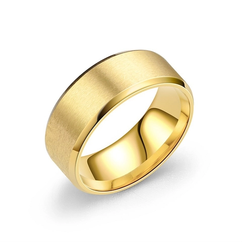 Bague en Acier Titane Minimaliste pour Hommes Femmes Brossé Givré Bord Biseauté Anneau Géométrique Bijoux Unisexe