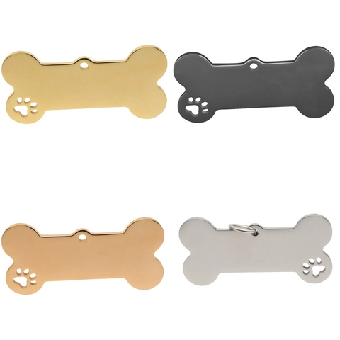 Personalized Stainless Steel Pet ID Tag Bone Heart Cat Shape Mirror Polished Blank Dog Tag For Engraving Accessories