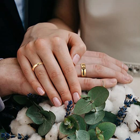 Polierter Edelstahl Bandring Minimalistisch Gewölbt Schlicht Hochzeit Verlobung Pärchen Fingerring Für Damen Herren Schmuck