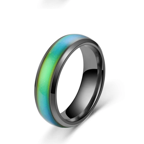 Bague d'Humeur de Mode en Acier Inoxydable Bague de Bande Sensible à la Température Unisexe Bijoux de Doigt