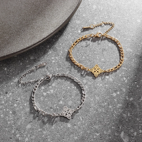 Edelstahl Hexenknoten Figaro Armband Für Damen Gold Silber Keltischer Knoten Hohl Geometrischer Schmuck Geschenk