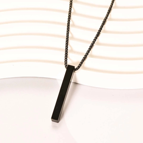 Minimalist Stainless Steel Rectangular Bar Pendant Necklace For Men Women Hip Hop Geometric Long Strip Box Chain Jewelry