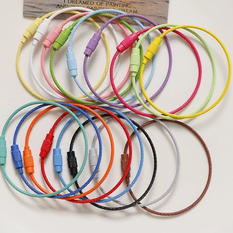 Stainless Steel Wire Keyring Colorful Cable Loop Screw Lock Ring For DIY Jewelry Luggage Tag Organization Multicolor Loop