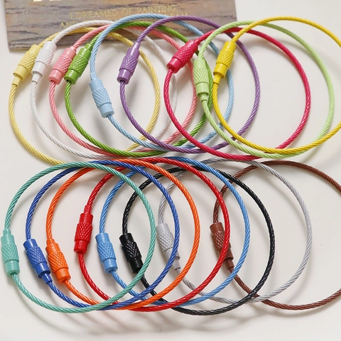 Stainless Steel Wire Keyring Colorful Cable Loop Screw Lock Ring For DIY Jewelry Luggage Tag Organization Multicolor Loop