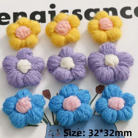 Fiori a Sbuffo in Cotone Fatti a Mano All'uncinetto Accessori DIY Colori Caramella Mini Fiori di Filato per Fermagli Cappelli