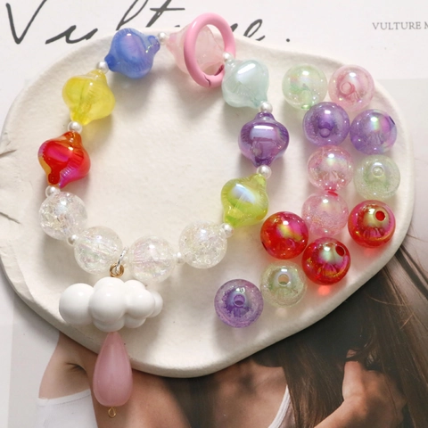 Japanese Style Iridescent Bubble Beads Acrylic Loose Beads For DIY Jewelry Making Earrings Hair Accessories Phone Chain Material