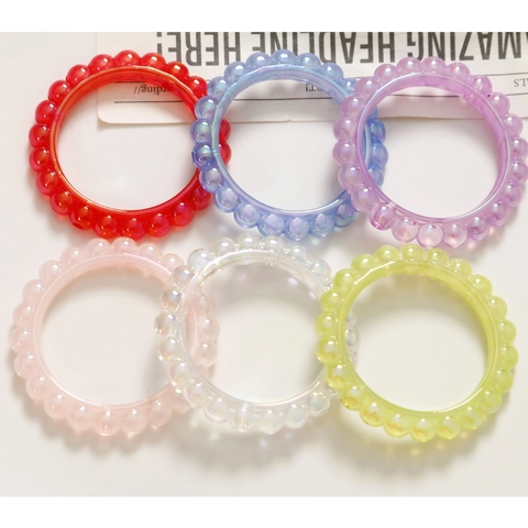 Accessoires Création Bijoux DIY Anneau Bulle Acrylique Nacré Sirène Avec Tige Métal Pour Chaîne Téléphone Porte-clés Décor Cheveux