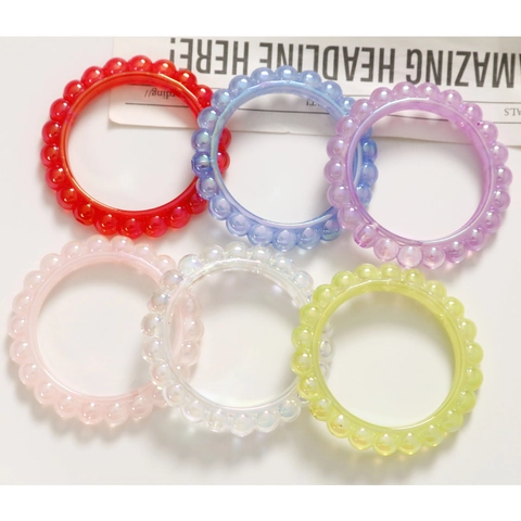 Accessoires Création Bijoux DIY Anneau Bulle Acrylique Nacré Sirène Avec Tige Métal Pour Chaîne Téléphone Porte-clés Décor Cheveux