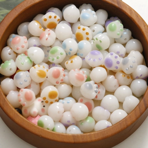 Cute Cartoon Cat Paw Acrylic Beads Colorful Drip Oil Animal Claw Loose Beads For DIY Jewelry Making Bracelet Necklace Accessories