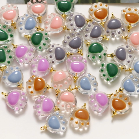 Handbemalte Glas Katzenpfote Anhänger Für DIY Schmuckherstellung Süße 3D Tier Charms Für Ohrringe Kopfschmuck Handgefertigt