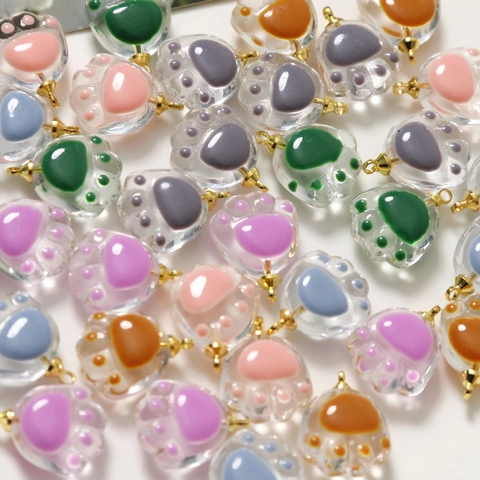 Handbemalte Glas Katzenpfote Anhänger Für DIY Schmuckherstellung Süße 3D Tier Charms Für Ohrringe Kopfschmuck Handgefertigt