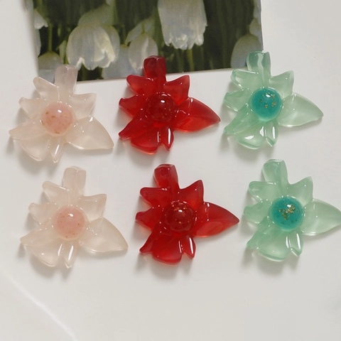 Irregular Flower Resin Charms Gold Foil Inlaid DIY Jewelry Findings For Hair Clip Hair Rope Phone Case Making Personalized Accessories