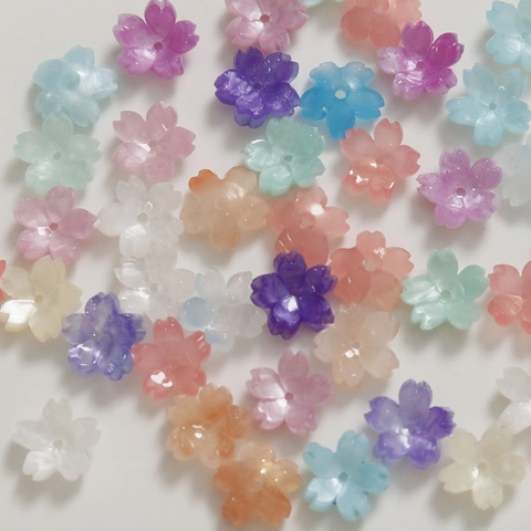 Perline a Fiore di Ciliegio in Acrilico Colorato 12mm per Collana Orecchini Fai-da-te Accessori per Gioielli Perline Sciolte