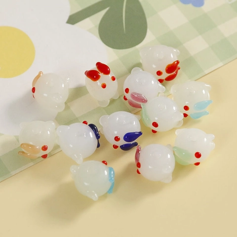 Mignon Lapin Blanc en Verre au Chalumeau Perles pour Accessoires de Bijoux DIY Boucles d'Oreilles Artisanales