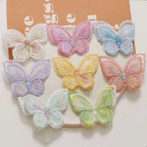 Patch en Maille Brodée Papillon Accessoires DIY pour Pinces à Cheveux Décoration de Vêtements Appliques en Organza