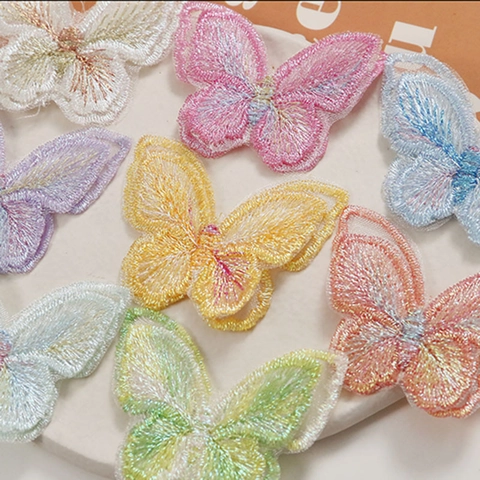 Patch en Maille Brodée Papillon Accessoires DIY pour Pinces à Cheveux Décoration de Vêtements Appliques en Organza