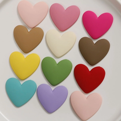 Matte Resin Heart Shape Sweet Macaron Color DIY Jewelry Components For Hair Clips Earrings Handmade Decoration