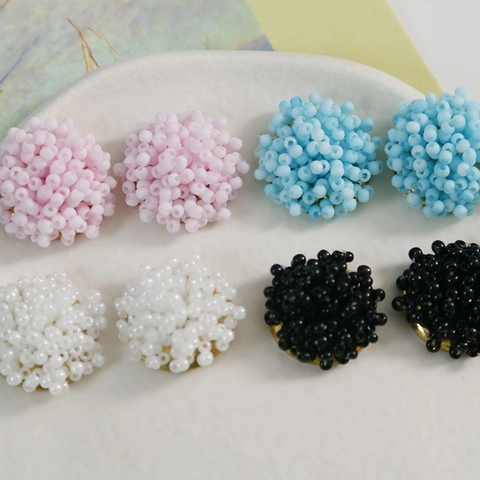 Handmade Acrylic Beaded Flower Clusters Macaron Color Floral DIY Jewelry Making Finding For Earrings Hair Accessories Women