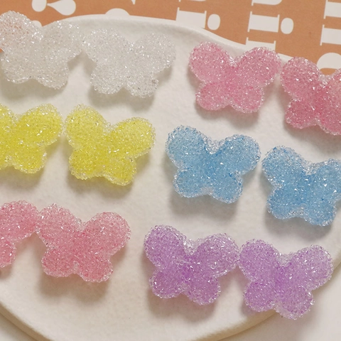 Sugar Texture Butterfly DIY Resin Charms For Jewelry Making Hair Accessories Phone Case Decoration Mixed Color Butterfly Cabochon