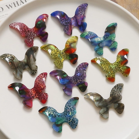 Acetate Leopard Print 3D Butterfly DIY Jewelry Findings Colorful Gradient Butterfly Pendants For Earrings Hair Accessories Making