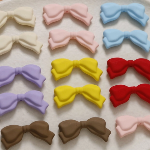 Macaron Kleur Strik Acryl Kralen DIY Sieraden Maken Accessoires Rubber Matte Afwerking Strik Kralen Voor Handwerk