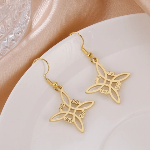 Minimalistische Edelstahl Hexenknoten Ohrringe Für Damen Geometrische Hohle Keltische Knoten Kreuz Ohrhänger Schmuck Geschenk
