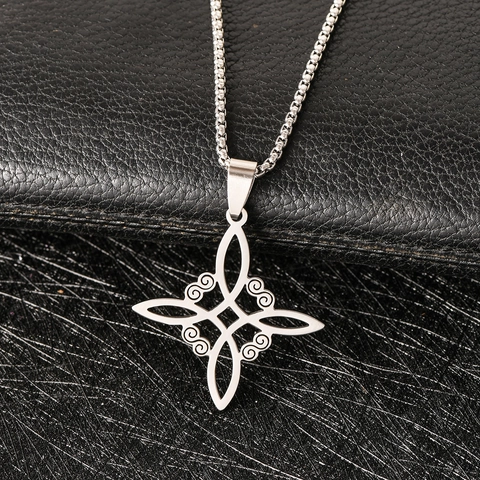 Edelstahl Hexenknoten Anhänger Halskette Für Herren Damen Keltischer Knoten Vintage Gothic Wicca Pagan Schutz Schmuck