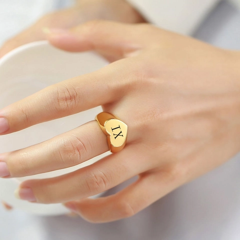 Bague Chevalière Zodiaque en Acier Inoxydable Minimaliste pour Hommes Femmes Forme de Cœur Douze Constellations Bijoux