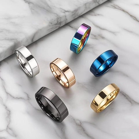 Bague Anneau Minimaliste en Acier Inoxydable Hommes Femmes Polissage Miroir 4mm 6mm 8mm Largeur Bijoux Cadeau Quotidien
