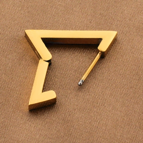 Pendientes de Aro de Triángulo Geométricos de Acero Inoxidable Pulido Minimalista Punk Hip Hop Joyería Oro Negro Plata