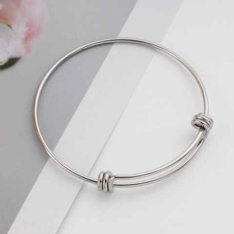 Minimalist Stainless Steel Adjustable Bangle For Women Polished Titanium Steel Wire Coil Expandable Bracelet Jewelry Gift