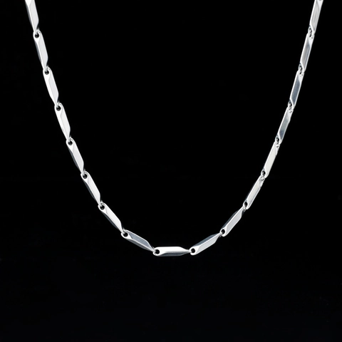 Minimalist Stainless Steel Bamboo Link Necklace For Men Women Hip Hop Punk Geometric Bar Chain Bracelet Jewelry Accessory