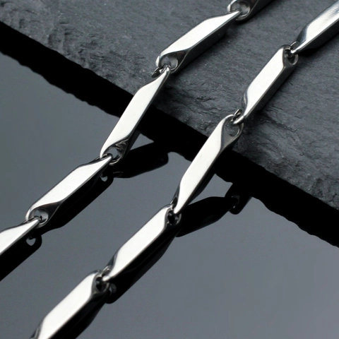 Minimalist Stainless Steel Bamboo Link Necklace For Men Women Hip Hop Punk Geometric Bar Chain Bracelet Jewelry Accessory