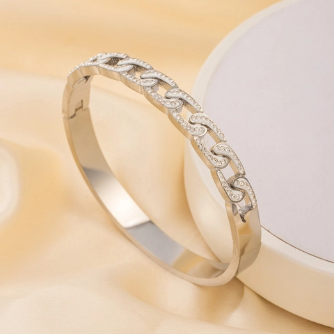 Mode Roestvrij Staal Schakelketting Armband Voor Vrouwen Goud Zilver Verguld Ingelegd Zirkonia Strass Luxe Sieraden Cadeau