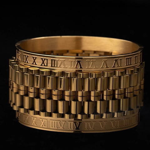 Conjunto de Pulseras de Acero Inoxidable para Hombre Brazalete de Números Romanos Pulsera de Cadena de Eslabones de Reloj Hip Hop Punk Joyería Regalo Hombre Mujer