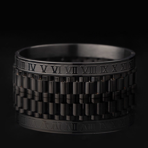 Conjunto de Pulseras de Acero Inoxidable para Hombre Brazalete de Números Romanos Pulsera de Cadena de Eslabones de Reloj Hip Hop Punk Joyería Regalo Hombre Mujer