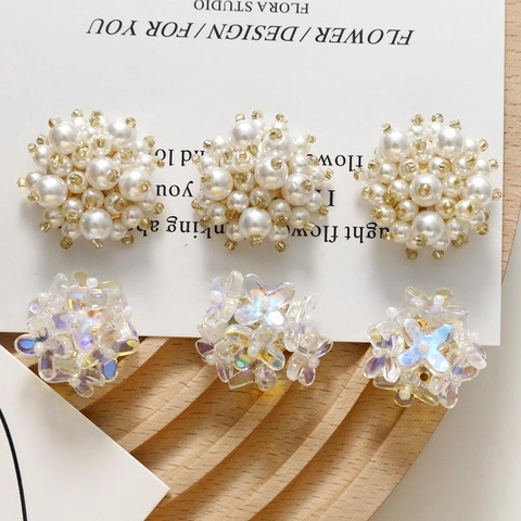 Accessoires de Bijoux DIY Trèfle Iridescent Perle Fleur Élégant Style Français Matériaux de Fabrication de Boucles d'Oreilles pour Femme