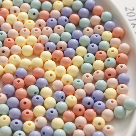 Perline Rotonde in Acrilico Color Macaron per Creazione di Gioielli Fai da Te Clip per Capelli Custodia per Telefono Materiale Perline Rotonde