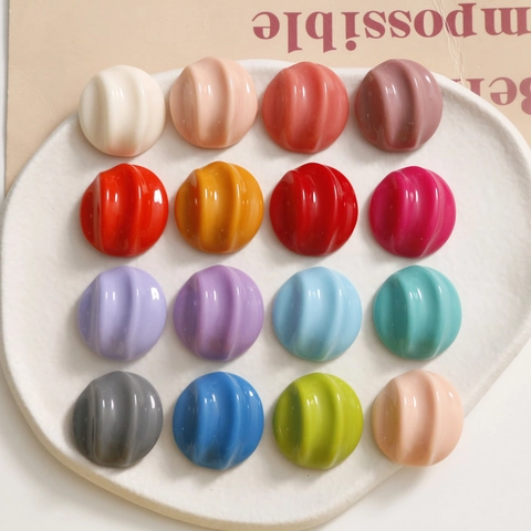 Chic Colored Line Pattern Irregular Semi Circular Resin Patch DIY Material For Earrings Hair Clips Phone Case Decoration