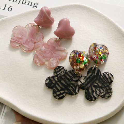 Accessori per Gioielli Fai-da-te in Acrilico a Forma di Fiore Creativo Ciondoli con Texture Floreale per Orecchini Custodia per Telefono Artigianato