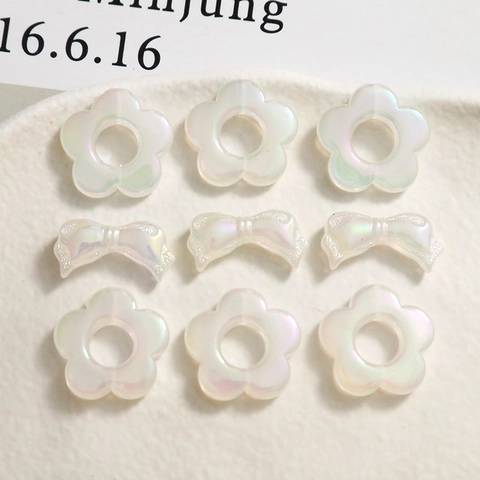 Irisierende Acryl Hohl Blume Schleife Schmuckzubehör DIY Bastelmaterial Für Ohrringe Haarklammer Handyhülle Dekoration