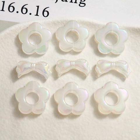 Irisierende Acryl Hohl Blume Schleife Schmuckzubehör DIY Bastelmaterial Für Ohrringe Haarklammer Handyhülle Dekoration