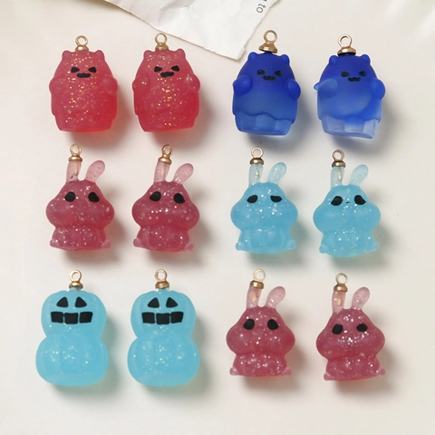 Pendentifs en Résine d'Halloween Mignons Citrouille Fantôme Lapin Monstre Avec Boucle en Métal pour Bijoux DIY Artisanat