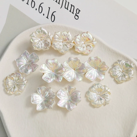 Japanese Style Iridescent Flower Petal DIY Jewelry Accessories Imitation Shell AB Color Resin Charms For Earrings Decor