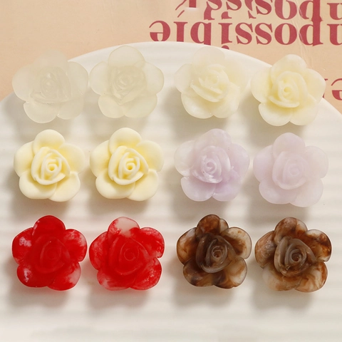 3D Rose Blume Harz DIY Zubehör Matte Gradient Lackierte Florale Charms Für Ohrringe Haarclip Handyhülle Dekoration