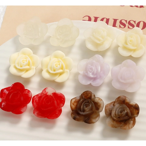 3D Rose Blume Harz DIY Zubehör Matte Gradient Lackierte Florale Charms Für Ohrringe Haarclip Handyhülle Dekoration