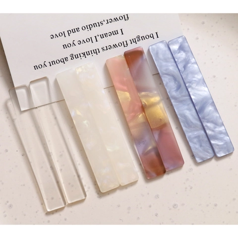 Accessori per Fermagli per Capelli Fai-da-te in Acrilico Pezzi Rettangolari Minimalisti per la Creazione di Forcine Trama di Marmo Aurora