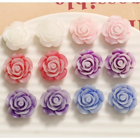 Frost Mist Rose Flower Resin Flatback Charms For DIY Earrings Hair Clip Phone Case Decoration Handcrafted Accessories