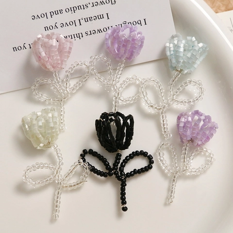 Handgewebte Perlen Tulpenblüten Charms Für DIY Schmuckherstellung Süße Acryl Blumenanhänger Für Ohrringe Handgemachtes Bastelzubehör