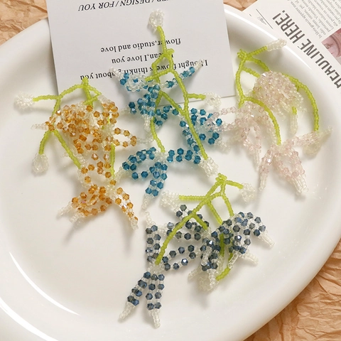 Handgefertigte Gewebte Kristall Glas Blume Cluster Charms Maiglöckchen Anhänger Für DIY Ohrring Schmuckherstellung Zubehör